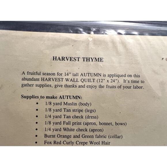 pattern Harvest Thyme autumn wall quilt (12" x 24") matching doll - Picture 6 of 8